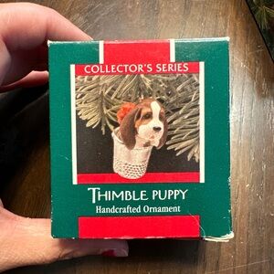 Vintage 1989 Hallmark Keepsake Collectors Series Ornament #12‎ Thimble Puppy HTF